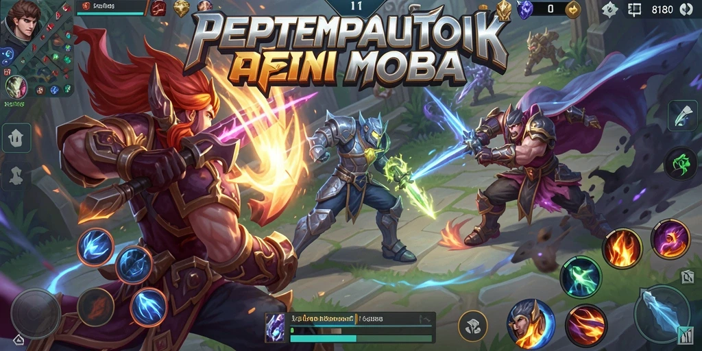 Tampilan gameplay mendebarkan dalam pertempuran MOBA.