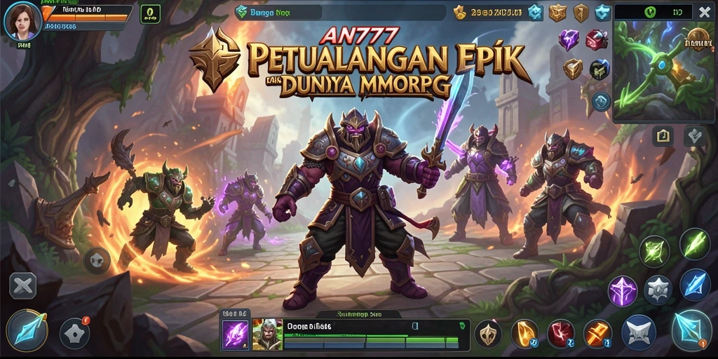 Gameplay AN777 menampilkan pertempuran epik dan dunia yang luas.