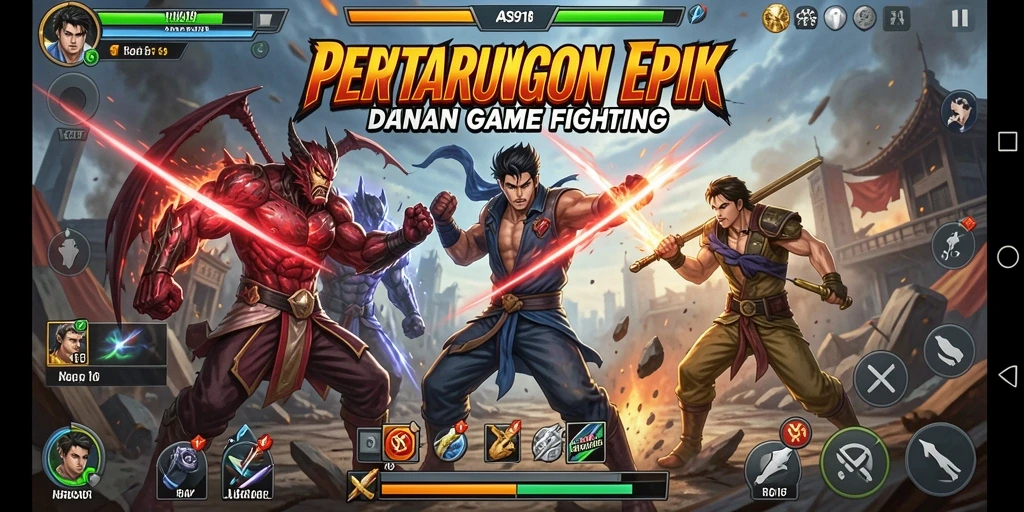 Tampilan screenshot gameplay ASIA918 menampilkan pertarungan seru antar karakter.