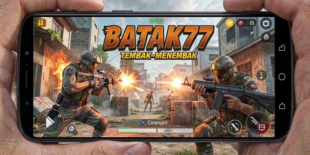 Screenshot utama BATIK77 menampilkan aksi tembak-menembak yang mendebarkan.