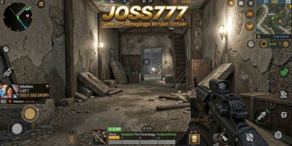Screenshot permainan JOSS777 menampilkan aksi tembak-menembak yang intens dan grafis yang memukau.