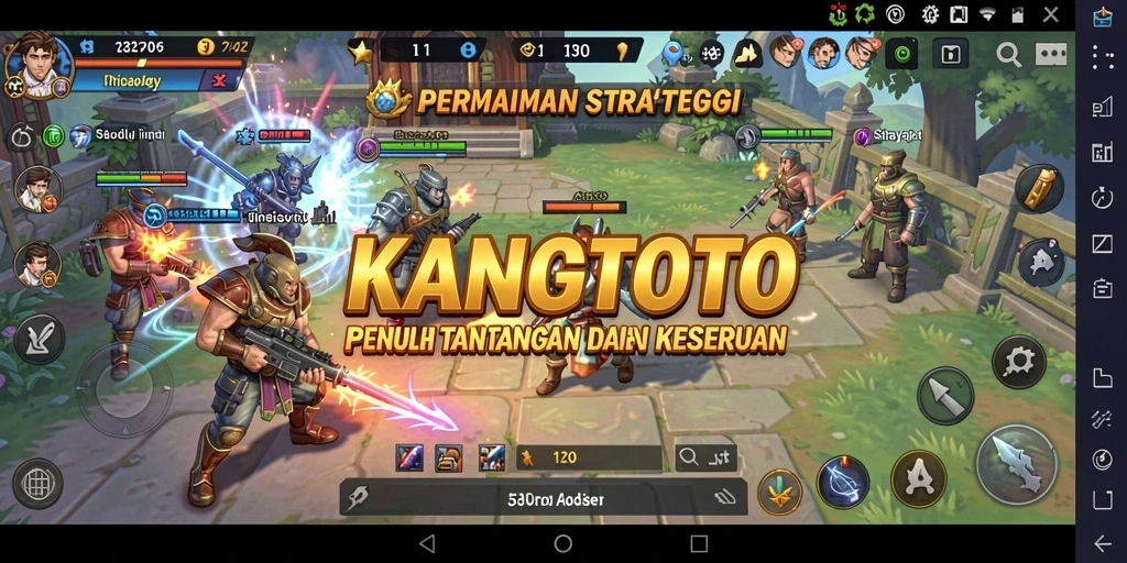Tangkapan layar gameplay KANGTOTO dengan aksi strategi seru.