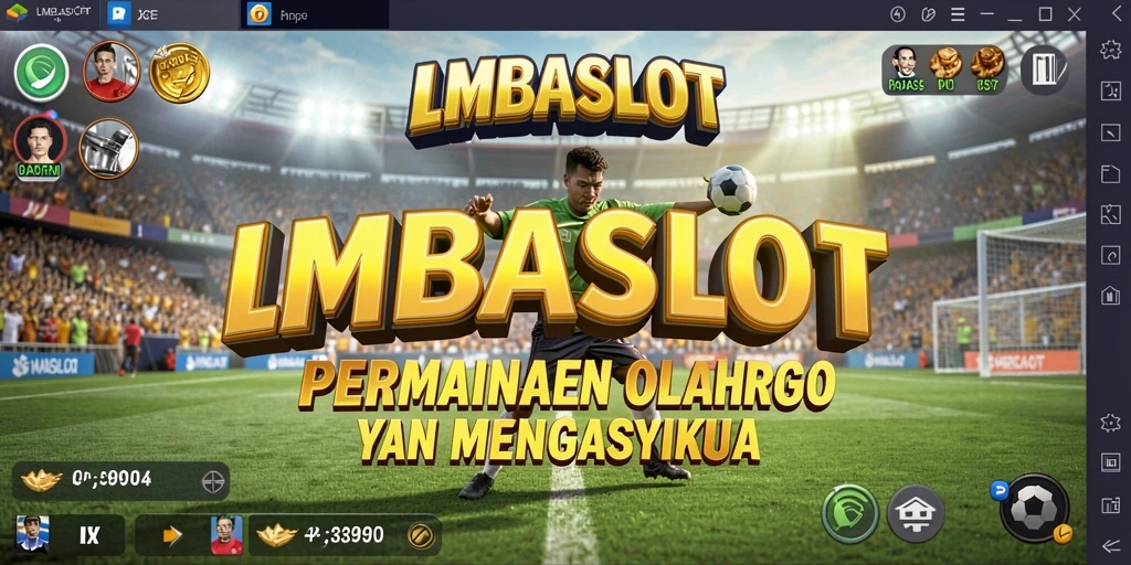 Screenshot utama gameplay LMBASLOT menampilkan aksi seru dari pertandingan olahraga.