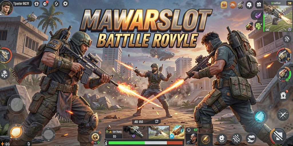 Tampilan seru gameplay MAWARSLOT dengan aksi Battle Royale yang intens.