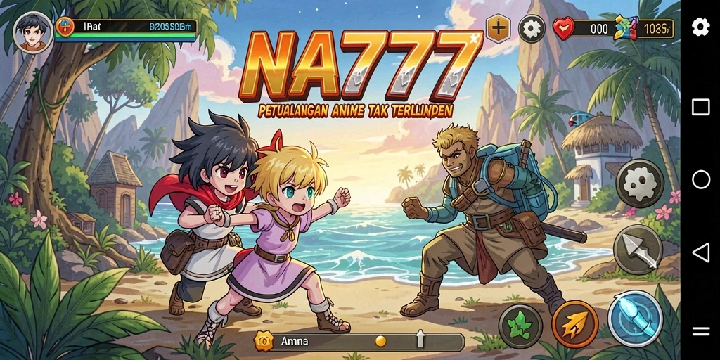 Tangkapan layar menunjukkan pertarungan seru dalam dunia anime NA777.
