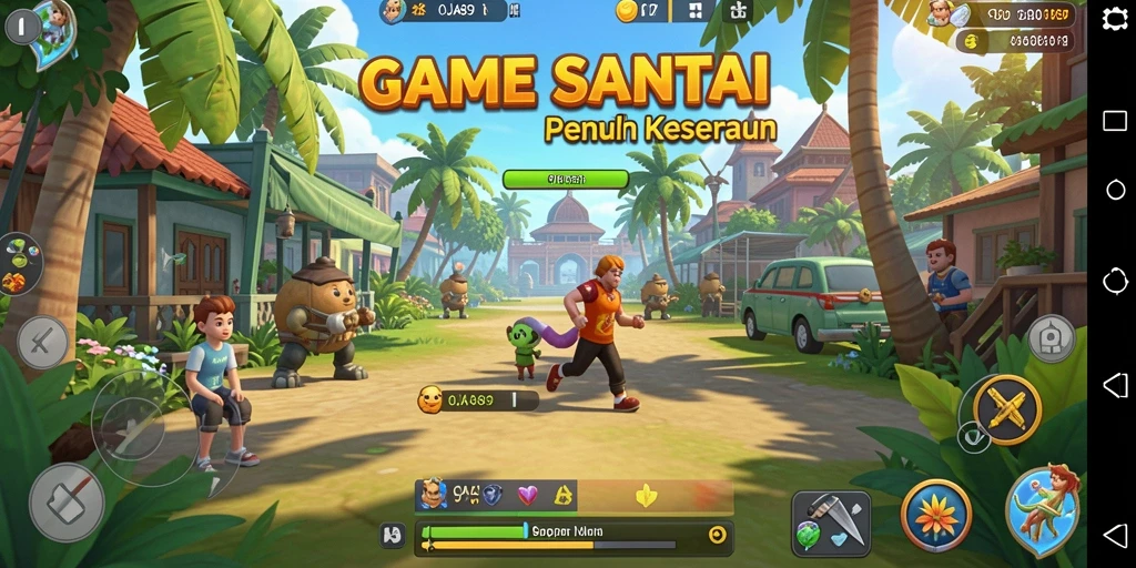 Tampilan gameplay OJA89 yang ceria dan penuh warna.
