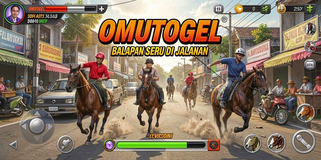Screenshot gameplay OMUTOGEL yang menampilkan aksi balapan mendebarkan.