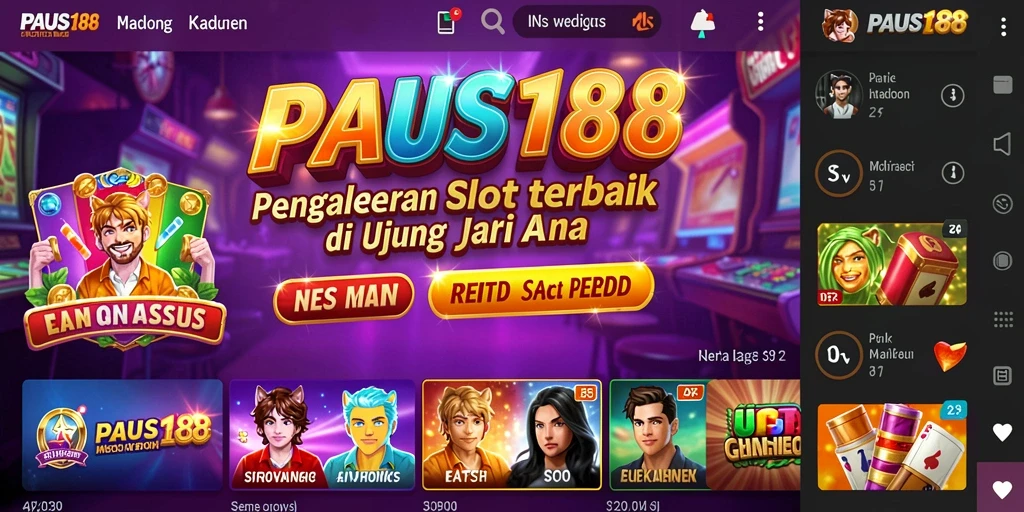 Tangkapan layar utama PAUS188 menampilkan mesin slot yang menarik dan gameplay yang energik.