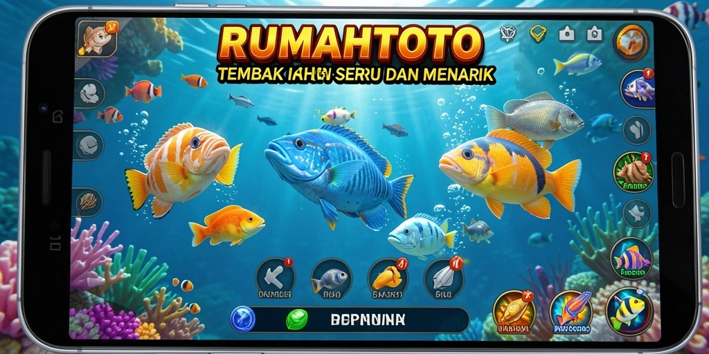 Screenshot gameplay RUMAHTOTO yang menampilkan keseruan menembak ikan.