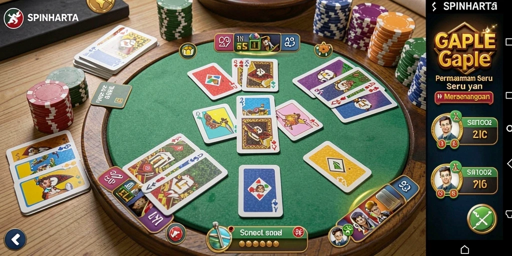 Gameplay seru Gaple di SPINHARTA yang mengasyikkan.
