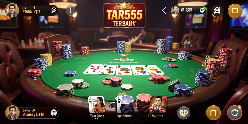 Tampilan gameplay menarik dari TAR555 yang menghadirkan poker seru.