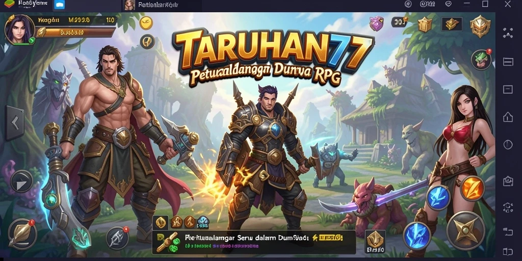 Screenshot TARUHAN77 menampilkan aksi pertempuran RPG yang seru dan menegangkan.
