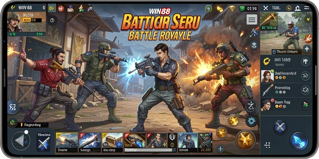 Tampilan seru gameplay Battle Royale di WIN88.